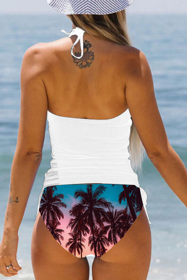 Talk To Me Goose Sunset Tropical Palm Trees Print Two Piece Swimwear