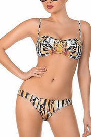 Bandeau Tiger Print Low Waist Bikini Set
