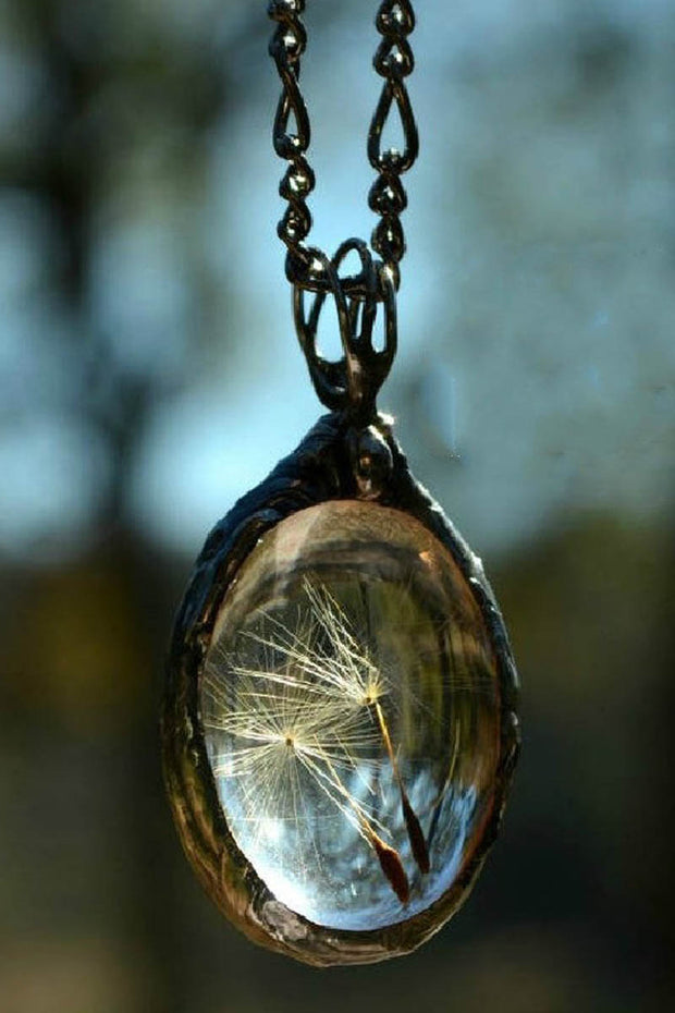Dandelion Time Gemstone Crystal Necklace