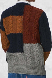 Uniqshe Men's New Patchwork Jumper Knitted Cardigan Jacket