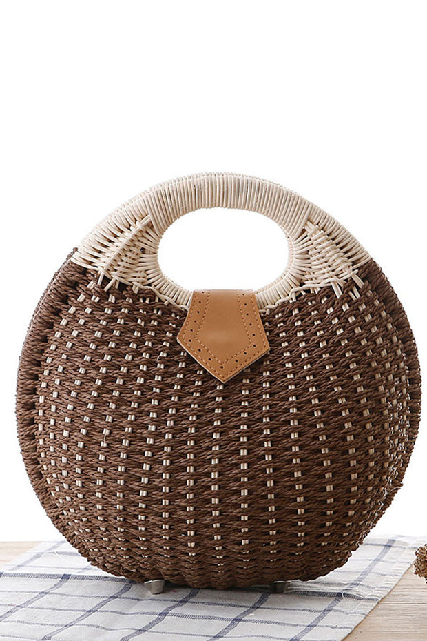 Cute Shell Shape Woven Straw Beach Handbag