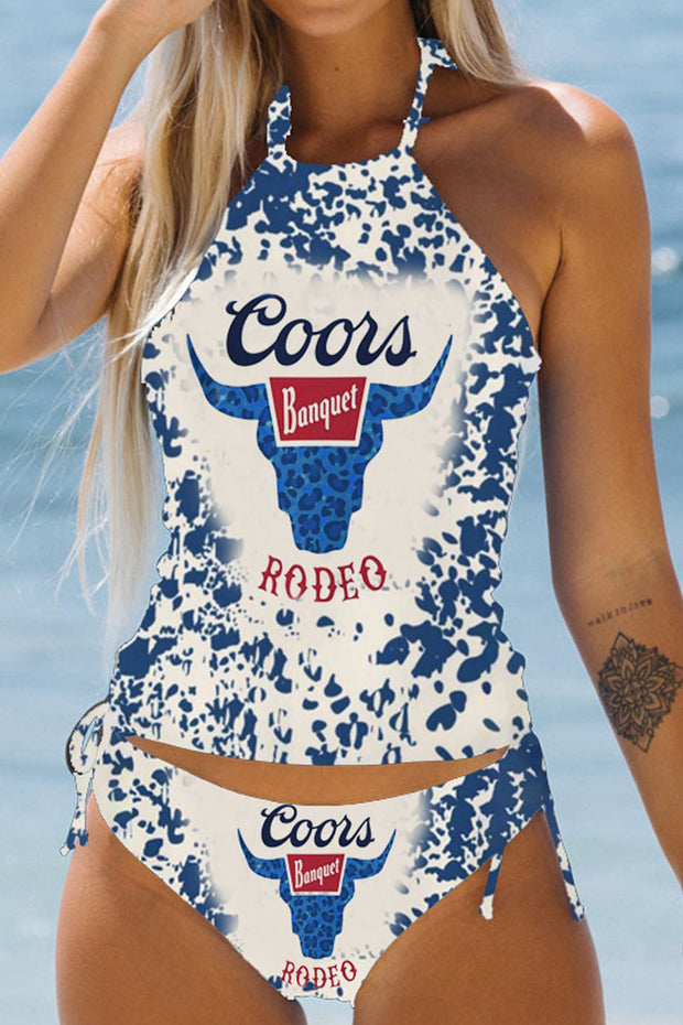 🔥Leopard Coors Banquet Rodeo Two Piece Swimwear