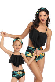Leaf Print Parent-child Two Pieces Swimsuit
