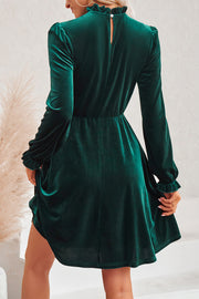 Turtleneck Velvet Solid Color Dress
