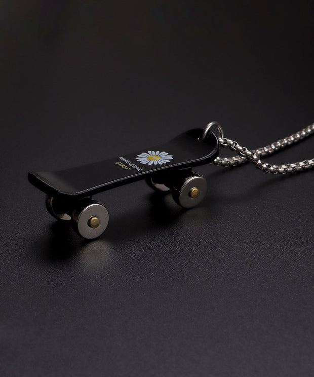 Daisy Astronaut Skateboard Pendant Necklace