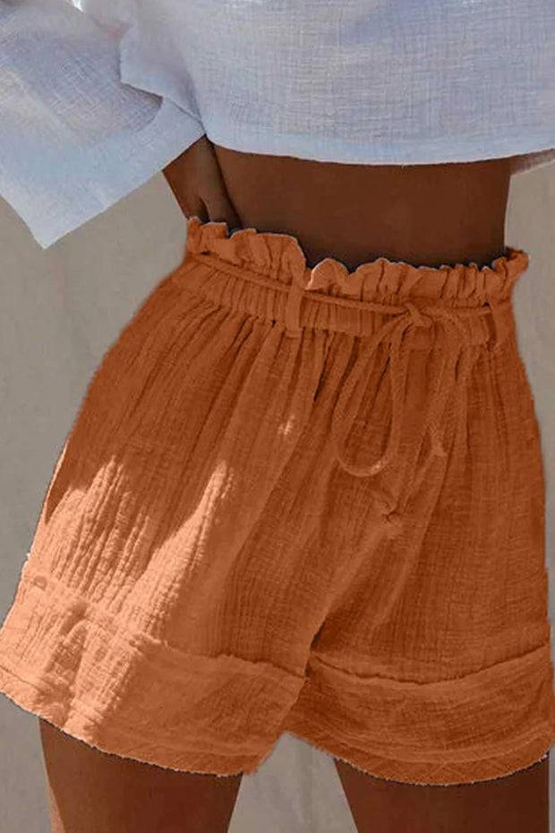 Casual Solid Split Joint Loose High Waist Wide Leg Shorts