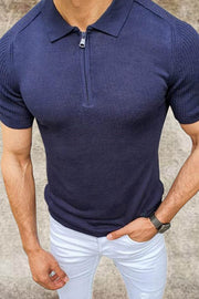 Solid Colour Slim Fit Knitted Polo Shirt