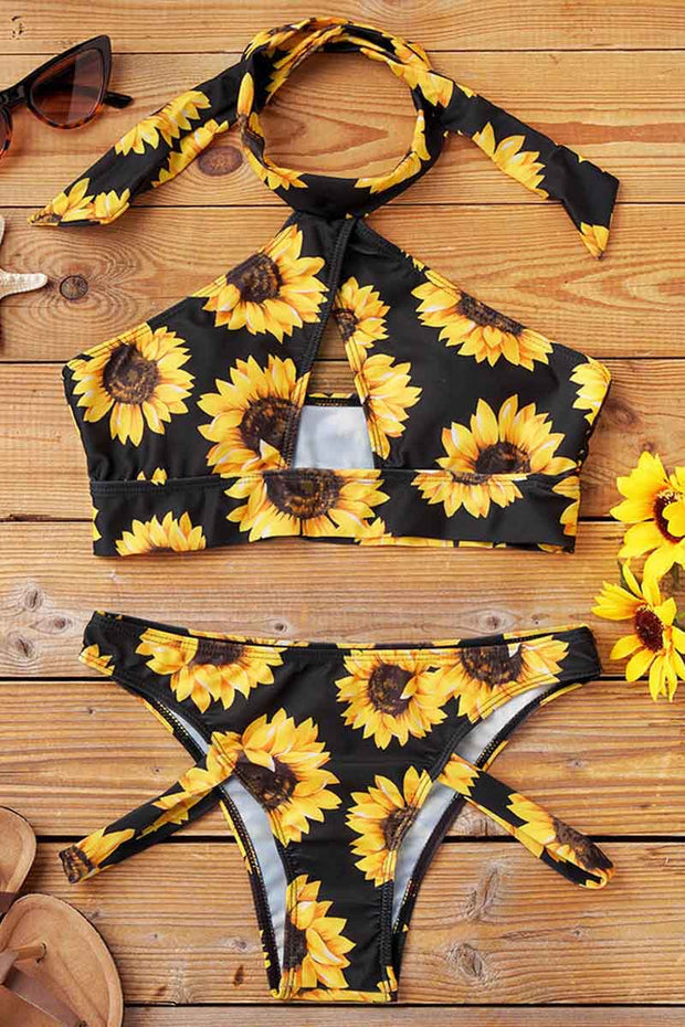 Sunflower Hollow Out Halter Two Piece Swimwear