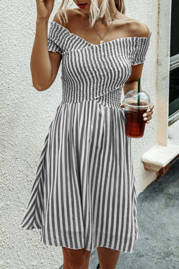Fashion Short Sleeve Stripe Dress