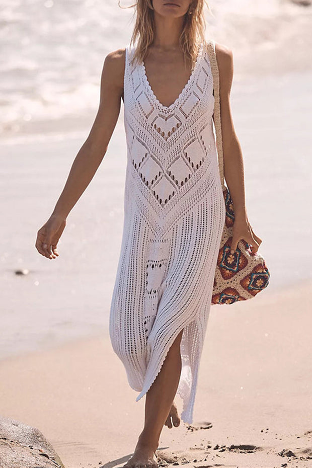 Crochet Hollow Out V-Neck Cover Up