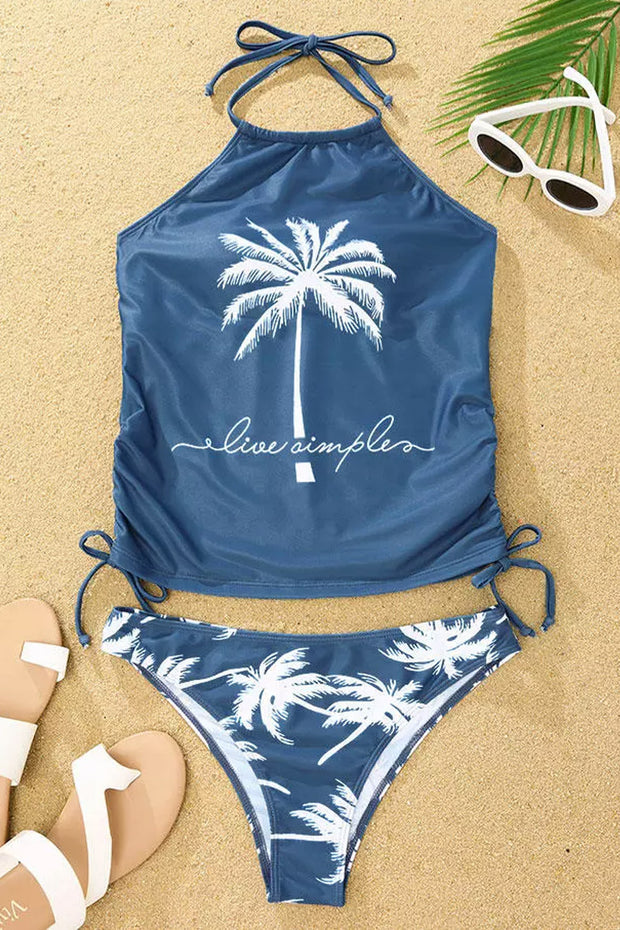 Live Simple Coconut Tree Halter Two Piece Swimwear