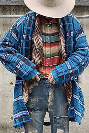 Uniqshe Men's Lapel Single Breasted Long Sleeve Cardigan Jumper Jacket