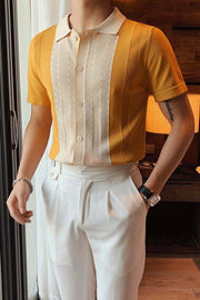 Vintage Casual Mens Short-Sleeved Polo Shirt