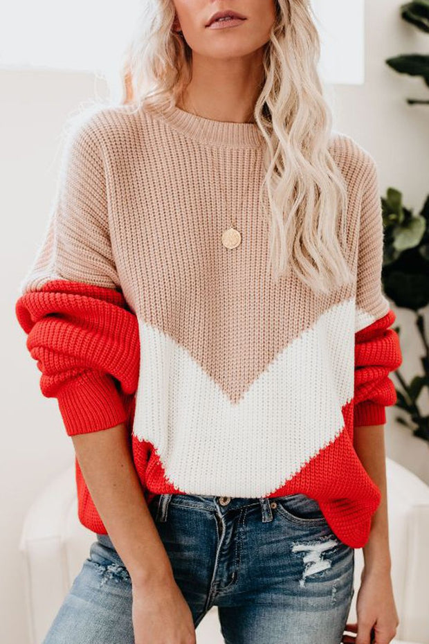O Neck Patchwork Sweater(2 Colors)