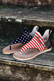 American Flag Star Striped Flat Sandals