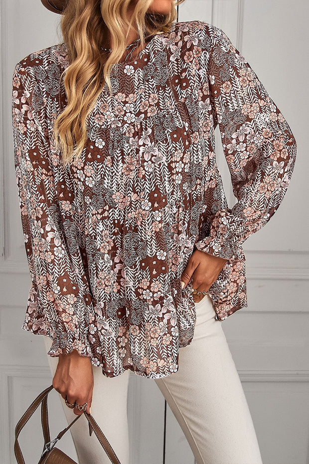 Round Neck Floral Loose Top