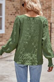 O Neck Long Sleeve Patchwork Top