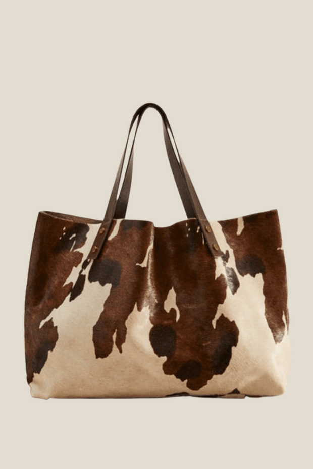Animal Print Leather Tote Bag